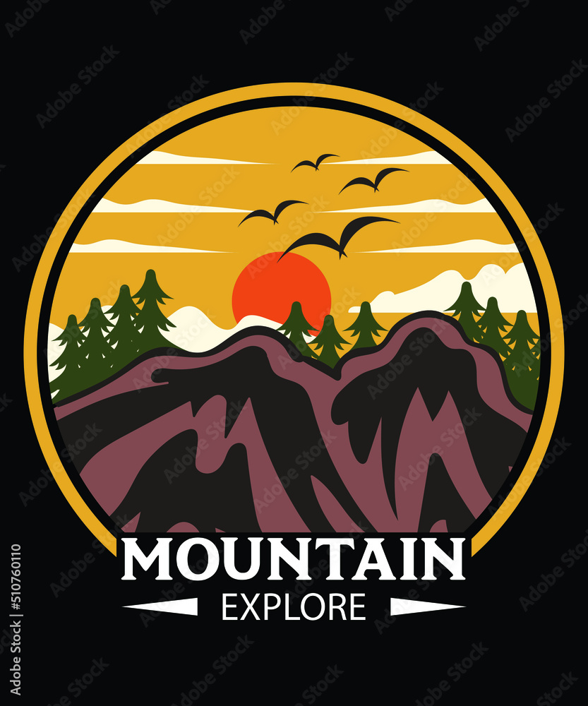 Mountain Explore Vector T-Shirt Design Template