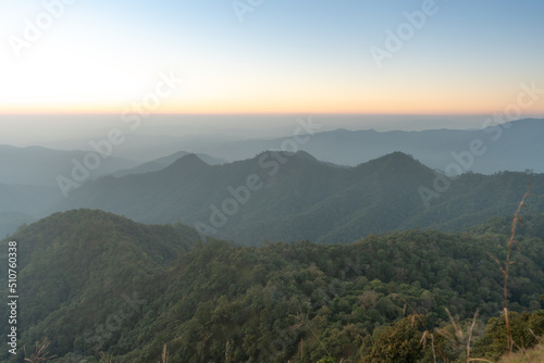 Beautiful in the mountains. on viewpoint at Doi Pha Ngom, Khun Chae National Park. at Wiang Pa Pao district of Chiang Rai Province Thailand.