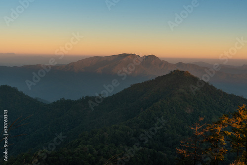 Beautiful in the mountains. on viewpoint at Doi Pha Ngom, Khun Chae National Park. at Wiang Pa Pao district of Chiang Rai Province Thailand.