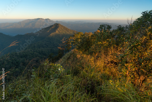 Beautiful in the mountains. on viewpoint at Doi Pha Ngom, Khun Chae National Park. at Wiang Pa Pao district of Chiang Rai Province Thailand.