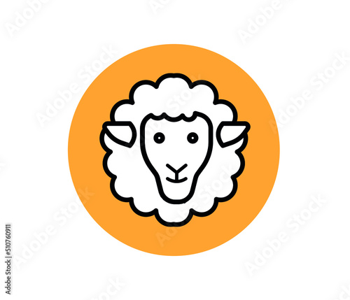 Farm animals concept, north sign on white background, silhouette of sheep face icon for mobile concept and web design. Vector graphics
