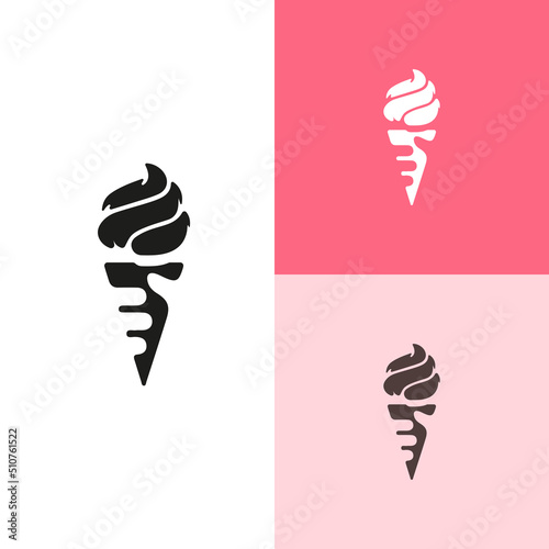 ice cream cone logo design vector