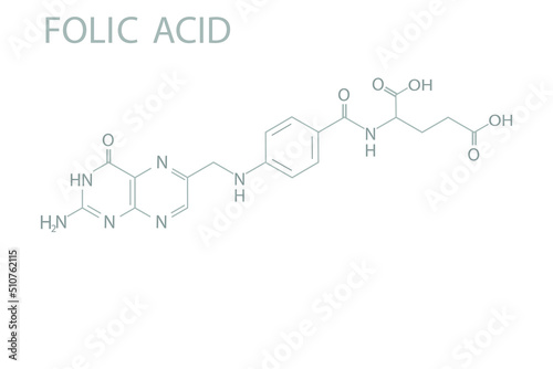 Folic acid molecular skeletal chemical formula.	
