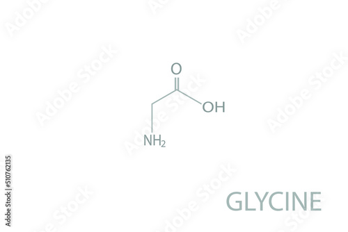 Glycine molecular skeletal 3D chemical formula.	