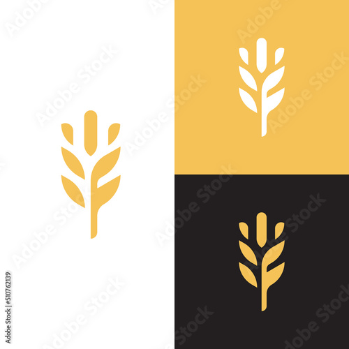 simple wheat or grain vector icon logo