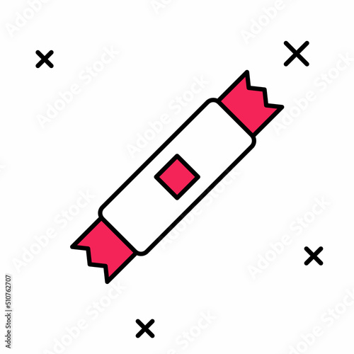 Filled outline Sugar stick packets icon isolated on white background. Blank individual package for bulk food products as coffee, salt, spices. Vector