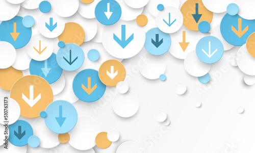 Vector business concept with arrows showing downward trend