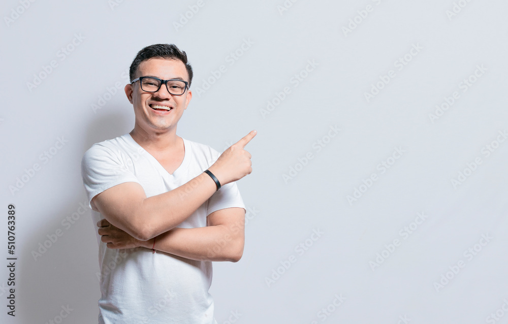 Smiling people pointing a banner to the side, Happy person pointing fingers to the sides, smiling man pointing a space to the side Smiling people pointing a banner to the side, Happy person pointing fingers to the sides, smiling man pointing a space to the side