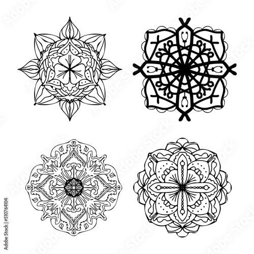 Set of madala round, patterned Indian paisley. vector illustration photo