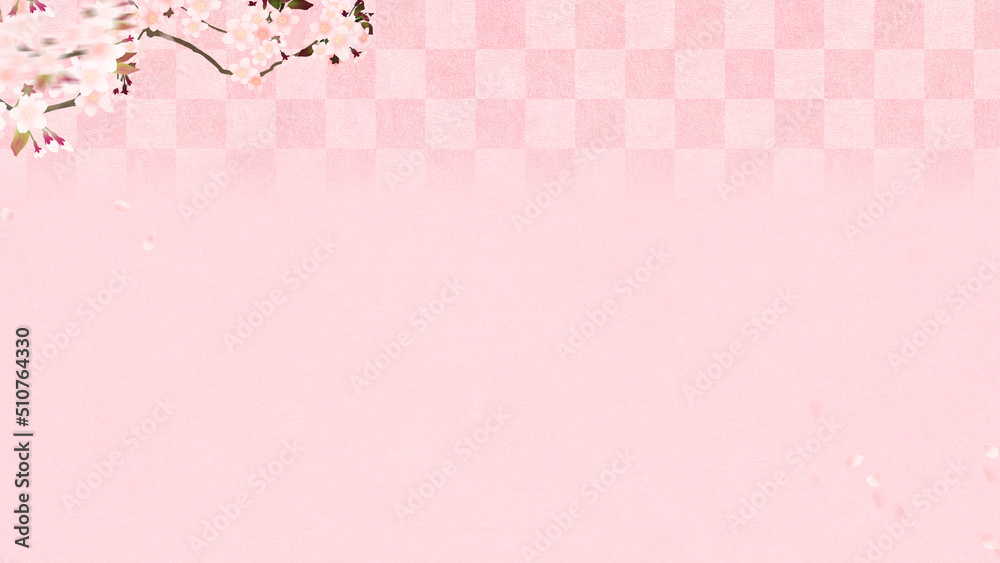 Oriental background material with traditional patterns and Cherry Blossoms Oriental background material with traditional patterns and Cherry Blossoms