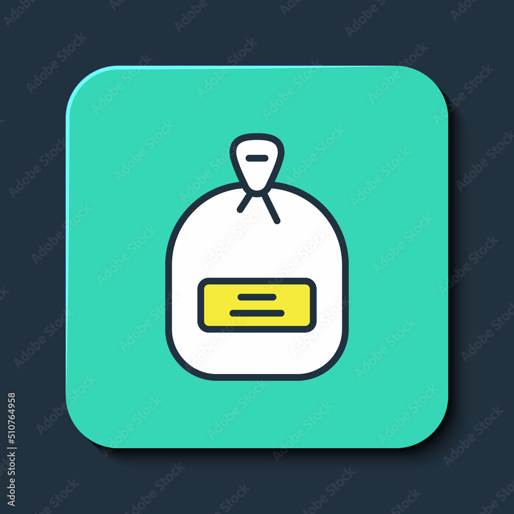 Filled outline Pack full of seeds of a specific plant icon isolated on blue background. Turquoise square button. Vector Filled outline Pack full of seeds of a specific plant icon isolated on blue background. Turquoise square button. Vector