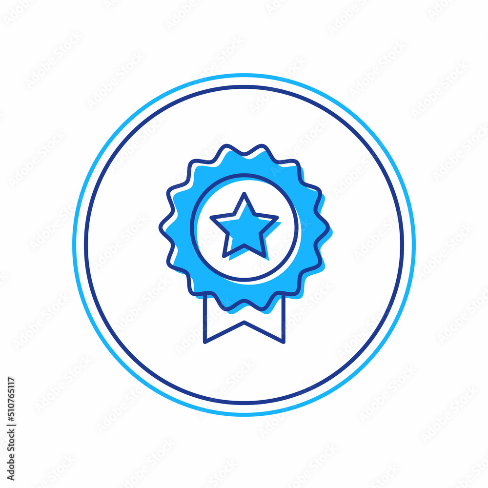Filled outline Medal with star icon isolated on white background. Winner achievement sign. Award medal. Vector Filled outline Medal with star icon isolated on white background. Winner achievement sign. Award medal. Vector