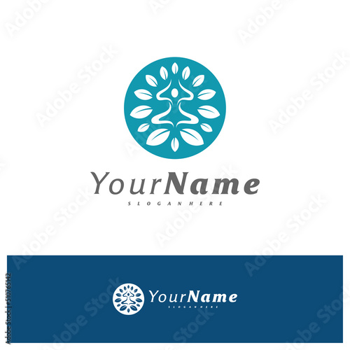 Yoga logo design vector template, Meditation logo concepts illustration.