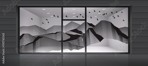 Tela Abstract mountains made by blending lines