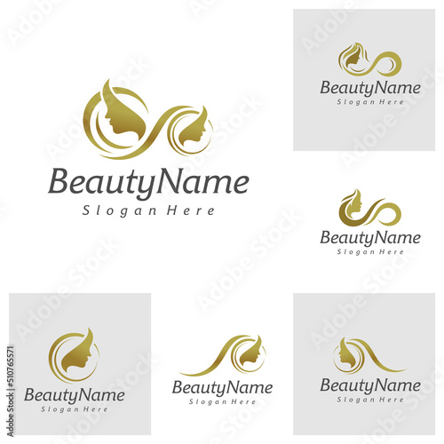Set of Beauty logo design vector template, Beauty logo concepts illustration.