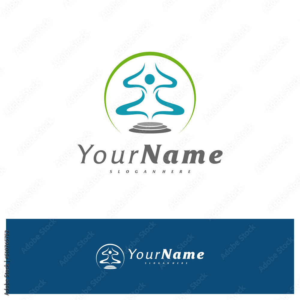 Yoga logo design vector template, Meditation logo concepts illustration.