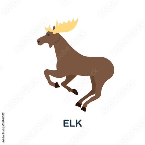 Fototapeta Naklejka Na Ścianę i Meble -  Elk flat icon. Colored element sign from christmas collection. Flat Elk icon sign for web design, infographics and more.