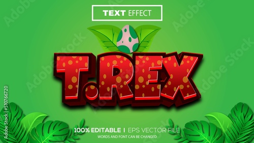 3d editable text effect t rex theme premium vector