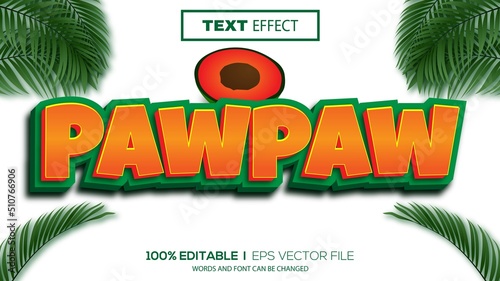 3d editable text effect pawpaw theme premium vector