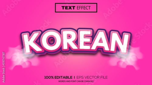 3d editable text effect korean style theme premium vector