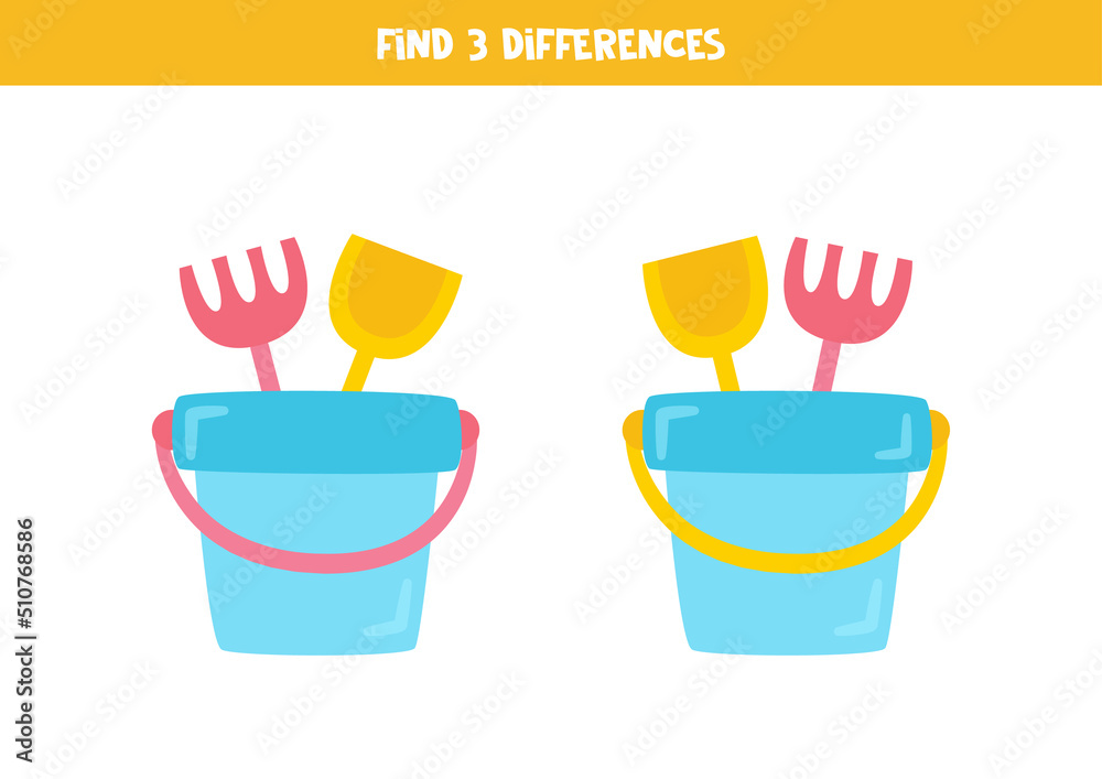 Find three differences between two cartoon pails. vector de Stock ...
