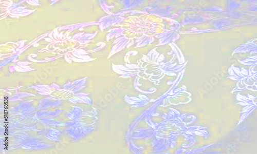 Illustration created by computer program. It is a Thai pattern fabric and the pattern looks delicate. Make objects inside stand out Simulate a shallow depth of field by creating a blurred background w
