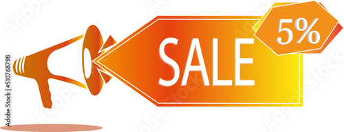 orange discount advertising with a shout with the inscription of the sale and the percentage of the discount, 2D image mimalism print