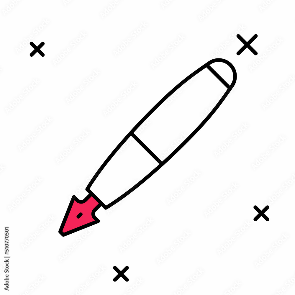 Filled outline Fountain pen nib icon isolated on white background. Pen tool sign. Vector Filled outline Fountain pen nib icon isolated on white background. Pen tool sign. Vector