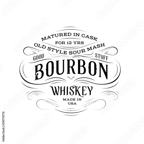 Photographie Ornate Bourbon Whiskey Logo in Vintage Style