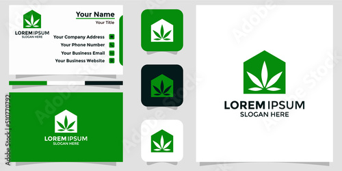 cannabis leaf design logo and branding card