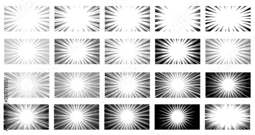 A set of vector material for cartoon-like effect lines such as black concentrated lines