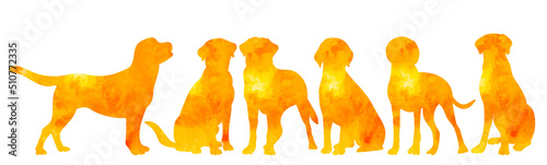 dogs watercolor silhouette on white background, isolated, vector