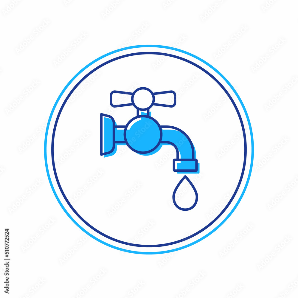 Filled outline Water tap icon isolated on white background. Vector