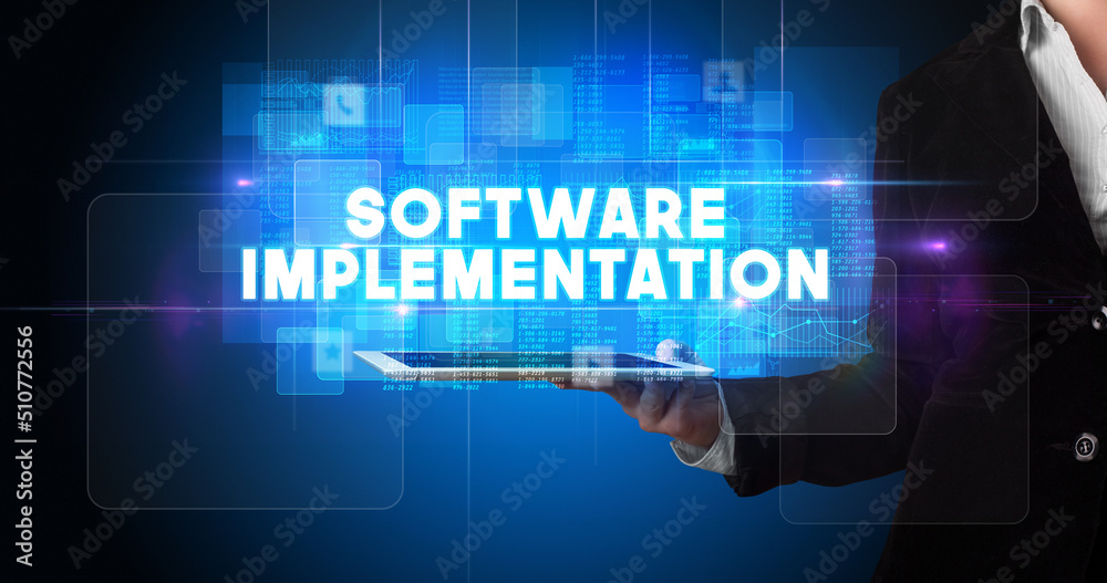 Person holding tablet, technology concept Person holding tablet, technology concept