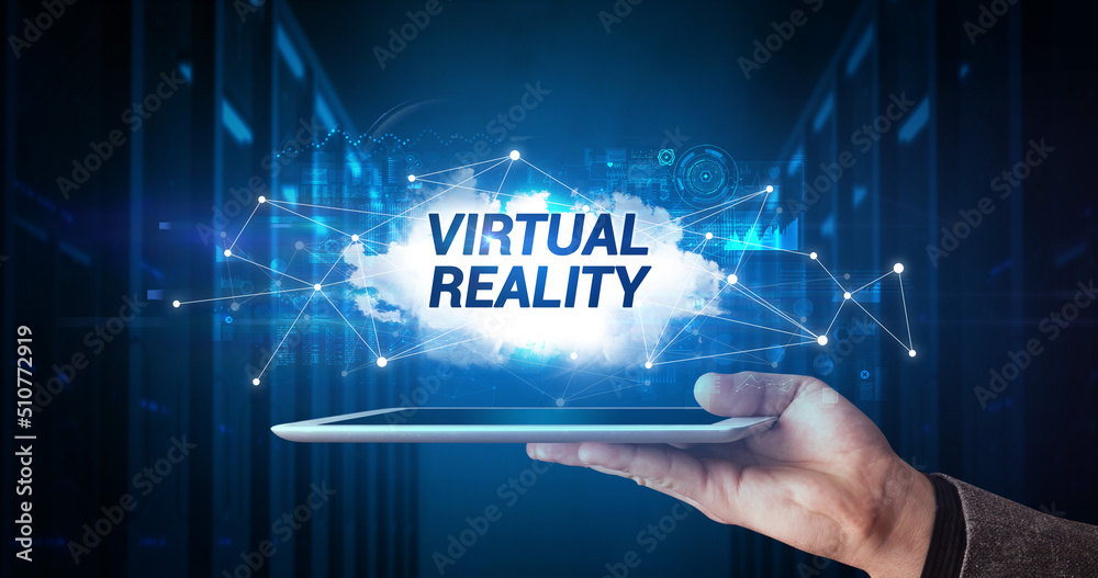 Person holding tablet, technology concept Person holding tablet, technology concept