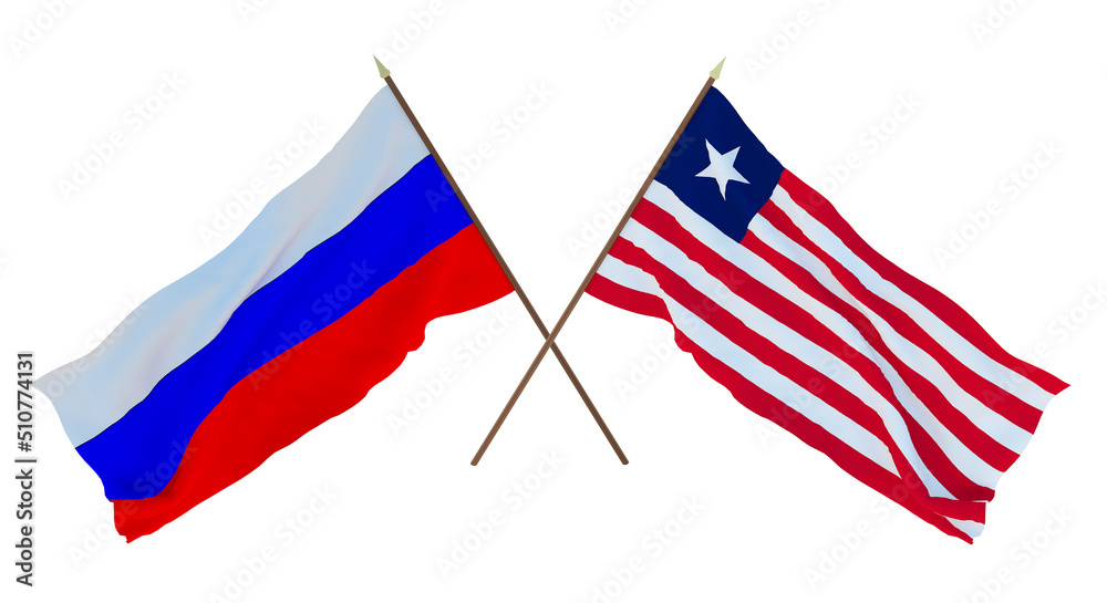 Background for designers, illustrators. National Independence Day. Flags Russia and Liberia Background for designers, illustrators. National Independence Day. Flags Russia and Liberia