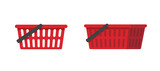 Shopping cart basket or shop bag icon 3d and flat vector red empty graphic image isolated on white object illustration clipart