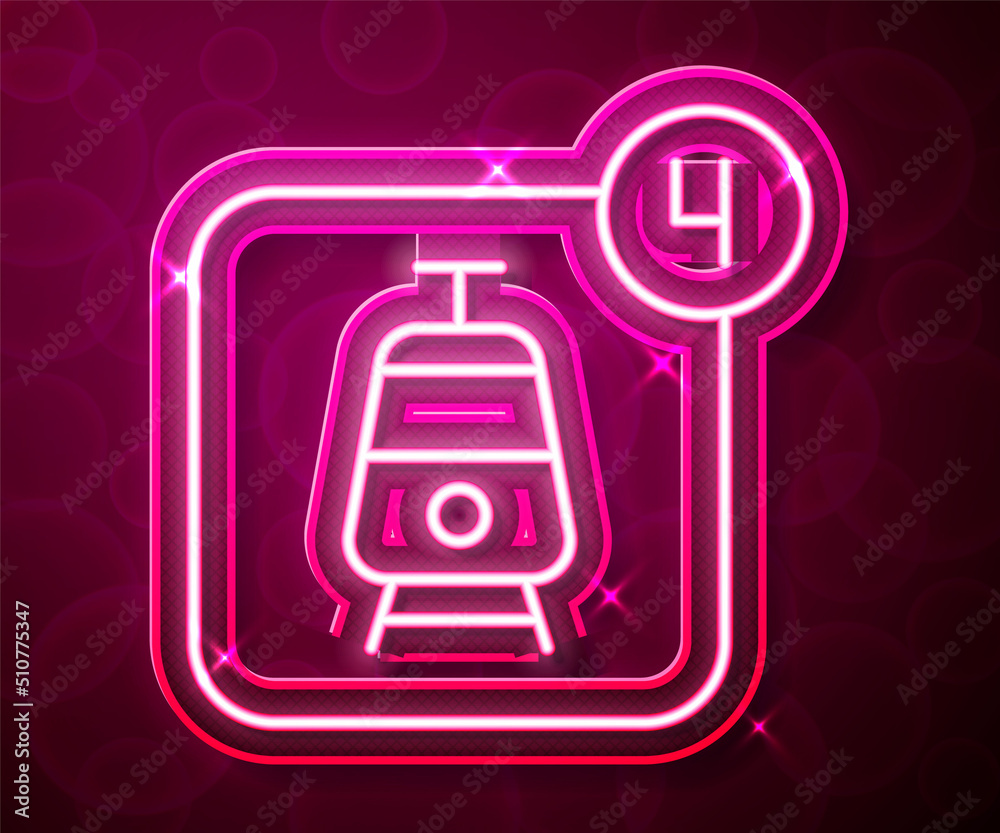 Glowing neon line Online ticket booking and buying app interface icon isolated on red background. E-tickets ordering. Electronic train ticket on screen. Vector Glowing neon line Online ticket booking and buying app interface icon isolated on red background. E-tickets ordering. Electronic train ticket on screen. Vector