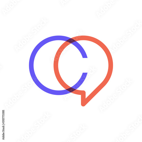 Letter C chat bubble overlapping logo design