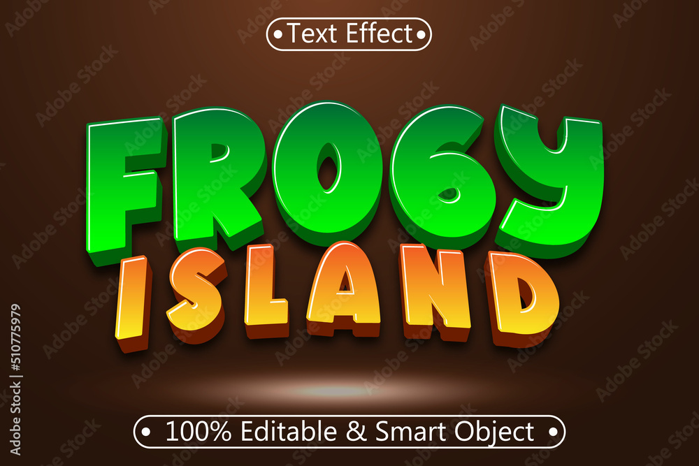 Frog Island Editable Text Effect 3 dimension Emboss Cartoon Style Frog Island Editable Text Effect 3 dimension Emboss Cartoon Style