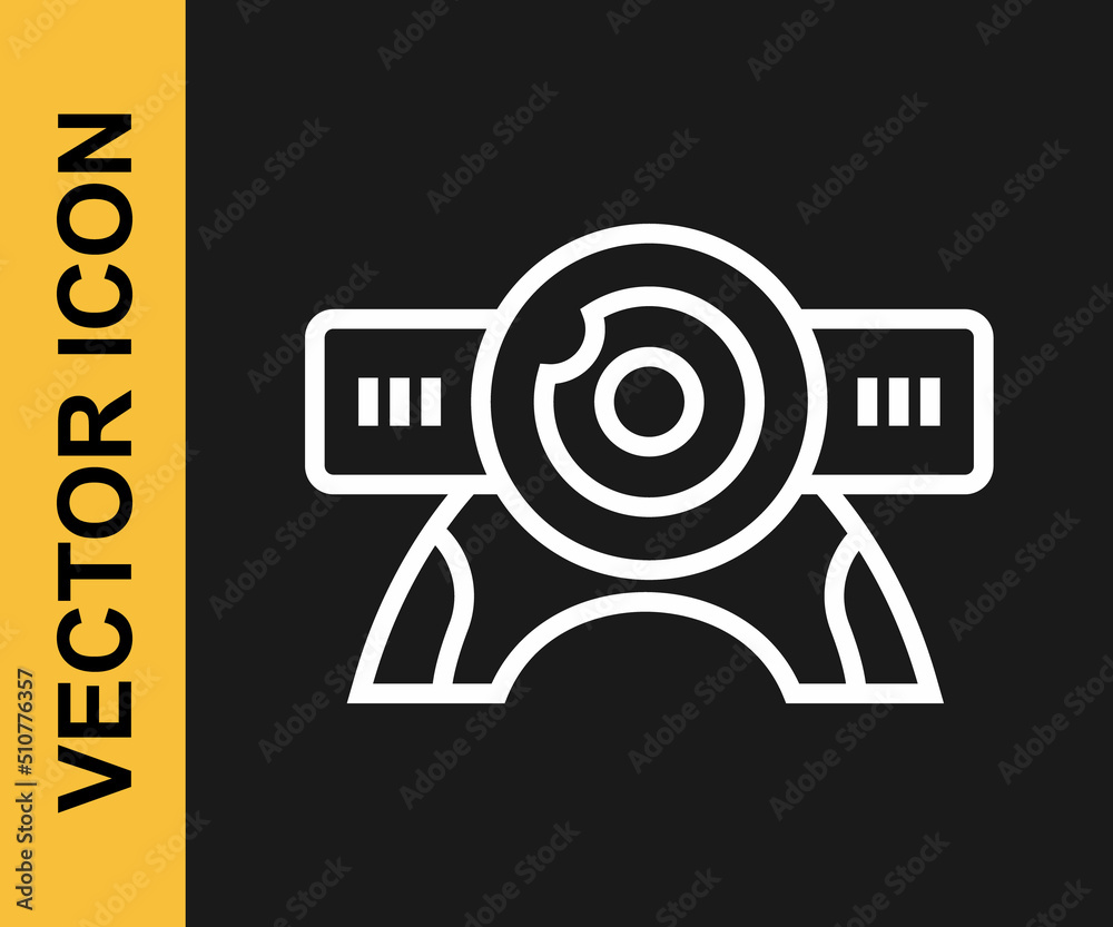 White line Web camera icon isolated on black background. Chat camera. Webcam icon. Vector White line Web camera icon isolated on black background. Chat camera. Webcam icon. Vector
