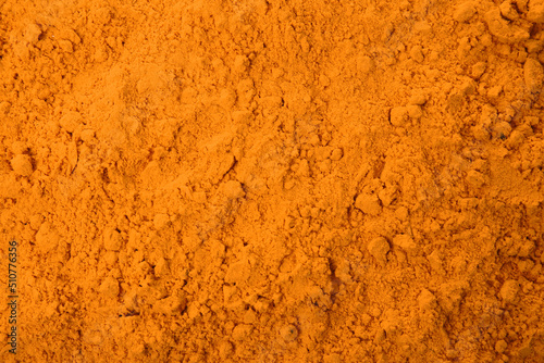 Photos Aromatic saffron powder as background, top view