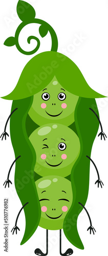 Funny green peas in a pod