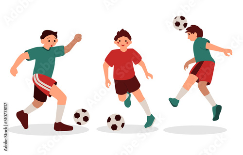 Boy Playing Football Soccer Player Sport Character Isolated
