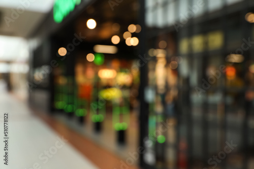 Blurred view of shopping mall interior. Bokeh effect