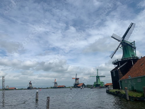 The village of Zaanse Schans in Amsterdam, the beautiful windmills that are left. 