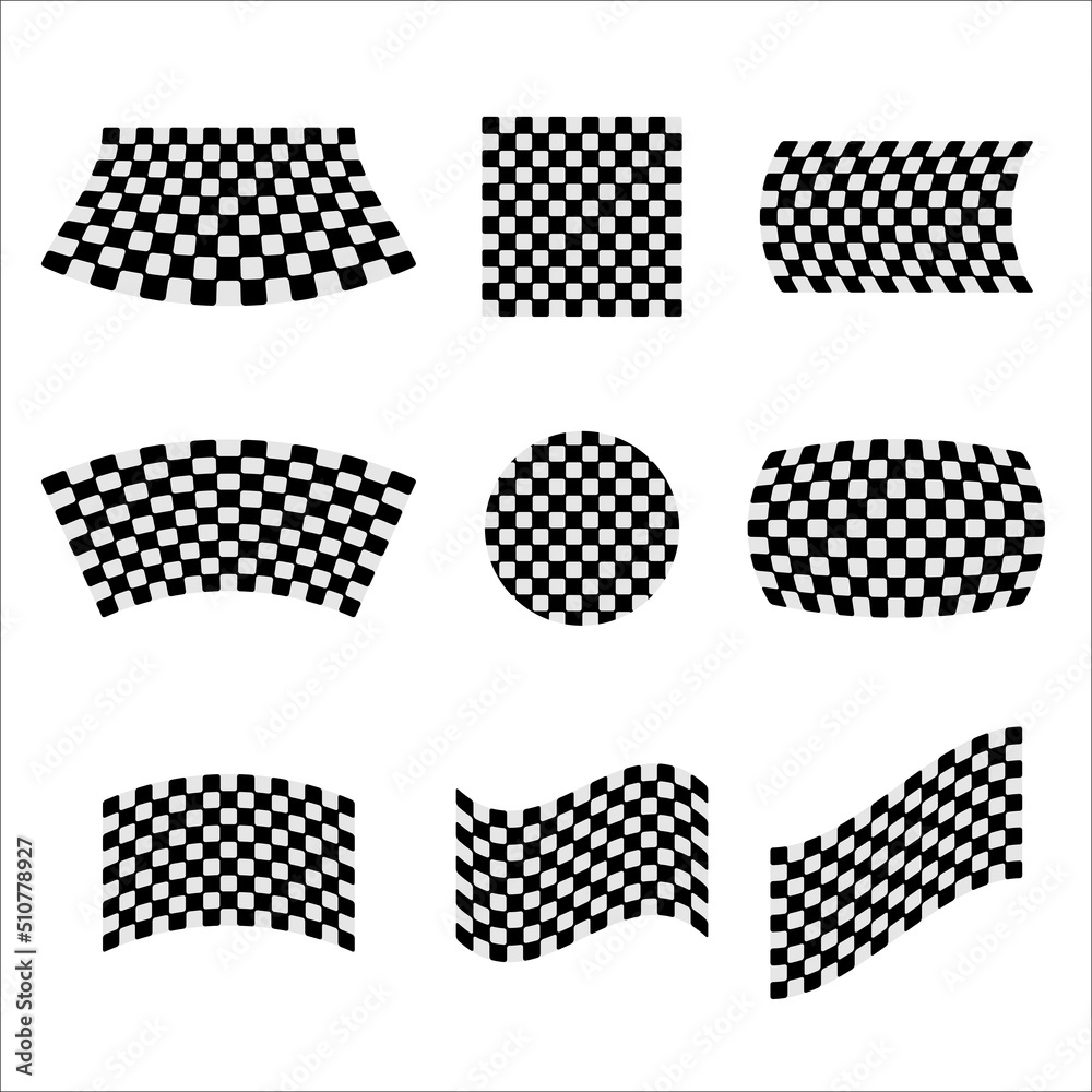 Sport flags geometric silhouettes set