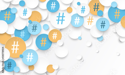 Colorful vector business concept with hashtag symbols on white background