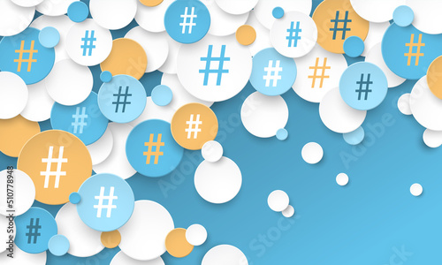 Colorful vector business concept with hashtag symbols on blue background