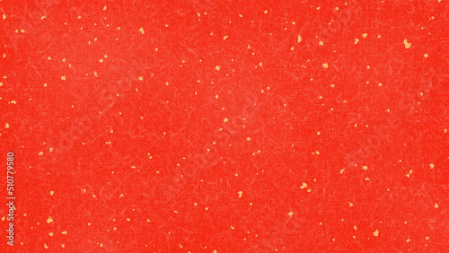 金箔が散りばめられた繊維質な和紙の背景素材・テクスチャ 8K UHDサイズ 赤／朱色／レッド